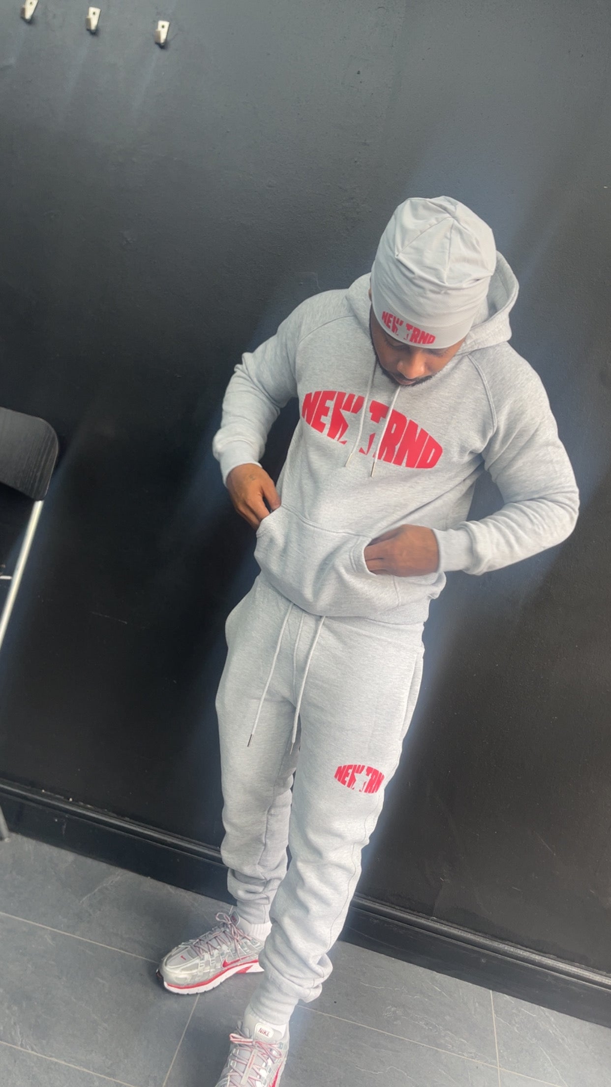 NEWTRND Signature Tracksuit Set (Grey/Red)