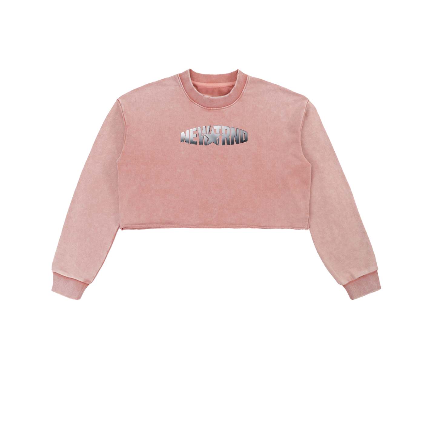 Snow Washed Raw Edge Cropped Sweatshirt