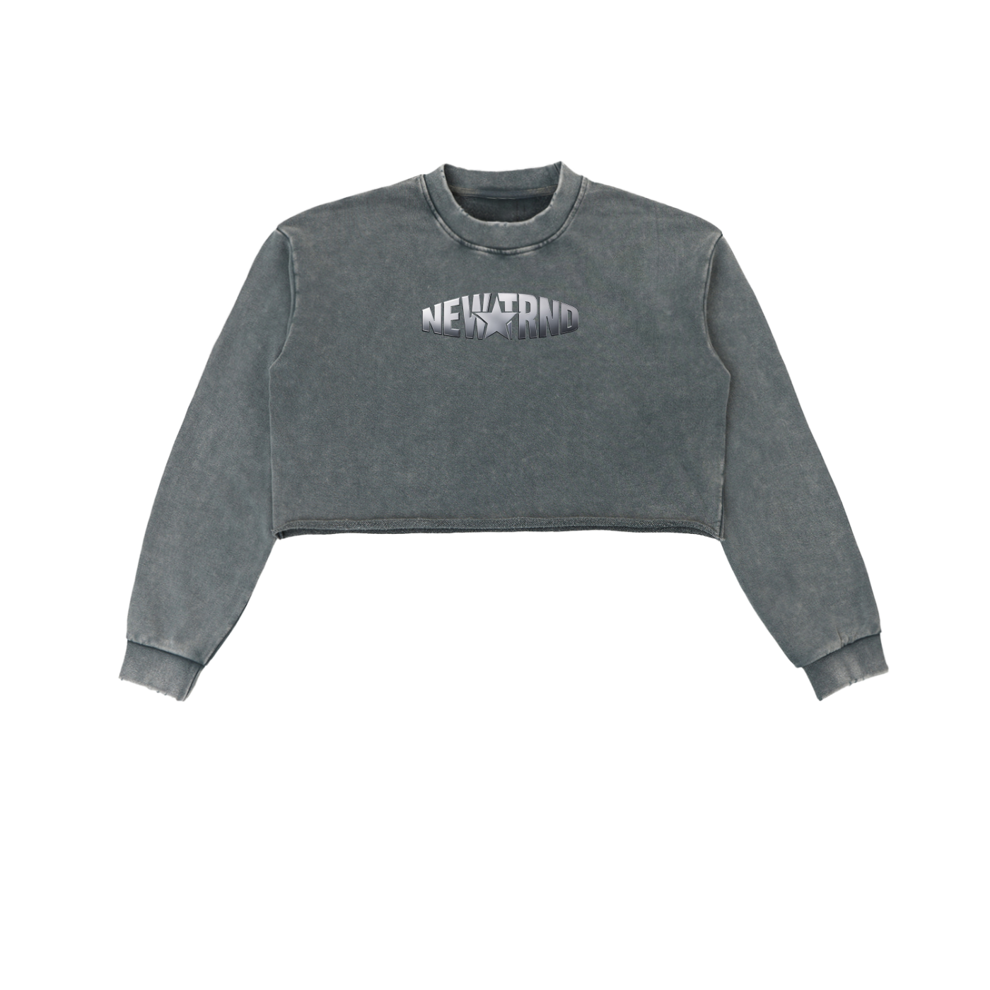 Snow Washed Raw Edge Cropped Sweatshirt