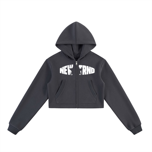 Women Essential Cropped Zip-Up Hoodie